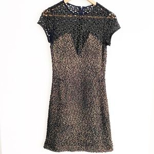 L'AGENCE Don’t Know Crochet Lace Top Gilded Cocktail Dress Black 4